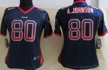 Cheap Women Nike Houston Texans 80 Andre Johnson Blue Elite Drift Fashion NFL Jerseys