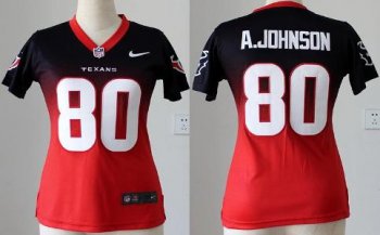 Cheap Women Nike Houston Texans 80 Andre Johnson Blue Red Elite Drift Fashion II NFL Jerseys