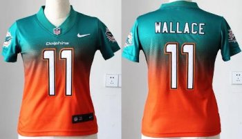 Cheap Women Nike Miami Dolphins 11 Mike Wallace Green Orange Elite Drift Fashion II NFL Jerseys