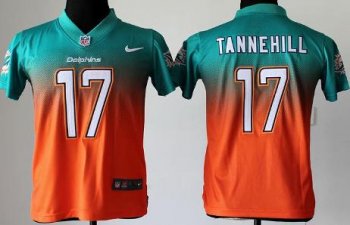 Kids Nike Miami Dolphins 17 Ryan Tannehill Green Orange Elite Drift Fashion II NFL Jerseys Cheap