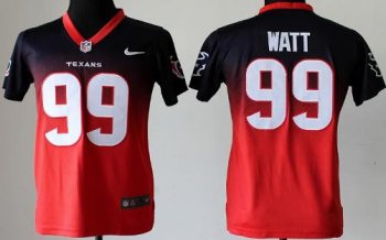 Kids Nike Houston Texans 99 J.J. Watt Blue Red Elite Drift Fashion II NFL Jerseys Cheap