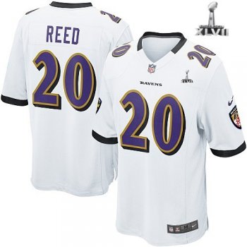 Kids Nike Baltimore Ravens 20 Ed Reed White 2013 Super Bowl NFL Jersey Cheap