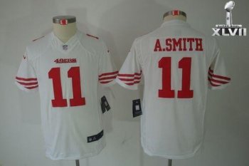 Kids Nike San Francisco 49ers 11 Alex Smith Limited White 2013 Super Bowl NFL Jersey Cheap