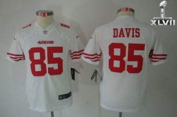 Kids Nike San Francisco 49ers 85 Vernon Davis Limited White 2013 Super Bowl NFL Jersey Cheap