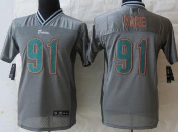 Kids Nike Miami Dolphins 91 Cameron Wake Grey Vapor Elite NFL Jerseys Cheap