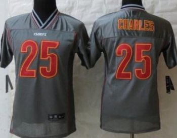 Kids Nike Kansas City Chiefs 25 Jamaal Charles Grey Vapor Elite NFL Jerseys Cheap