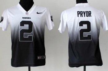 Kids Nike Oakland Raiders 2 Terrelle Pryor Black White Drift Fashion II Elite NFL Jerseys Cheap