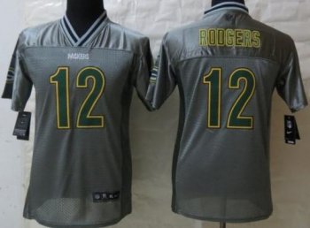 Kids Nike Green Bay Packers 12 Aaron Rodgers Grey Vapor Elite NFL Jerseys Cheap