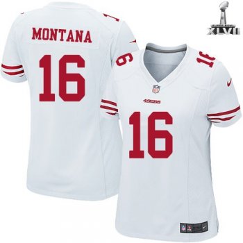 Cheap Women Nike San Francisco 49ers 16 Joe Montana White 2013 Super Bowl NFL Jersey