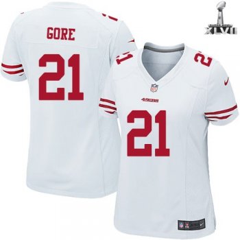 Cheap Women Nike San Francisco 49ers 21 Frank Gore White 2013 Super Bowl NFL Jersey