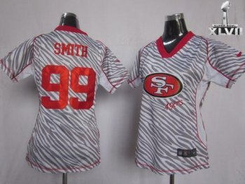 Cheap Women Nike San Francisco 49ers 99 Aldon Smith Zebra 2013 Super Bowl NFL Jersey