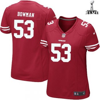 Cheap Women Nike San Francisco 49ers 53 Navorro Bowman Red 2013 Super Bowl NFL Jersey