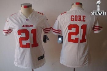 Cheap Women Nike San Francisco 49ers 21 Frank Gore Limited White 2013 Super Bowl NFL Jersey