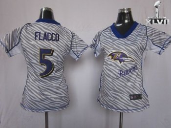 Cheap Women Nike Baltimore Ravens 5 Joe Flacco Zebra 2013 Super Bowl NFL Jersey