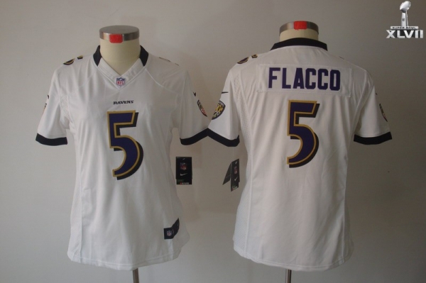 Cheap Women Nike Baltimore Ravens 5 Joe Flacco Limited White 2013 Super Bowl NFL Jersey