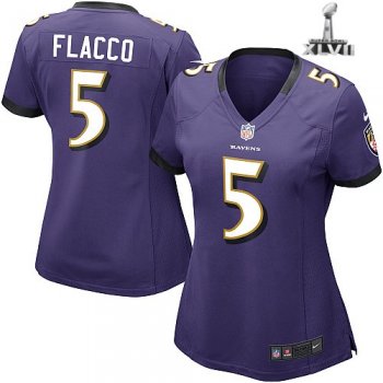 Cheap Women Nike Baltimore Ravens 5 Joe Flacco Purple 2013 Super Bowl NFL Jersey