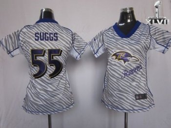 Cheap Women Nike Baltimore Ravens 55 Terrell Suggs Zebra 2013 Super Bowl NFL Jersey