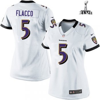 Cheap Women Nike Baltimore Ravens 5 Joe Flacco White 2013 Super Bowl NFL Jersey