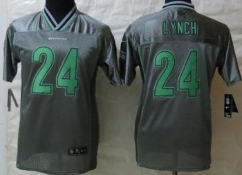 Kids Nike Seattle Seahawks 24 Marshawn Lynch Elite Grey Vapor NFL Jersey Cheap