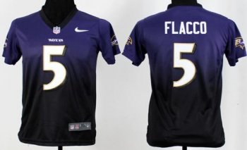 Kids Nike Baltimore Ravens 5 Joe Flacco Drift Fashion II Elite Black Purple NFL Jerseys Cheap