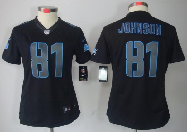 Cheap Women Nike Detroit Lions 81# Calvin Johnson Black Impact Game LIMITED NFL Jerseys