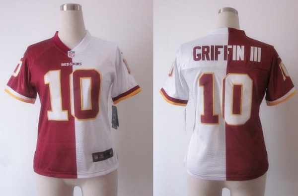 Cheap Women Nike Washington Redskins 10# Robert Griffin III White Red Split Elite NFL Jerseys