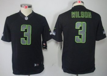 Kids Nike Seattle Seahawks #3 Russell Wilson Black Impact LIMITED NFL Jerseys Cheap