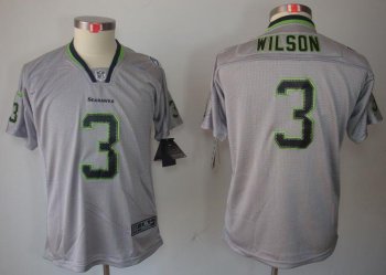 Kids Nike Seattle Seahawks #3 Russell Wilson Grey Lights Out NFL Jerseys Cheap