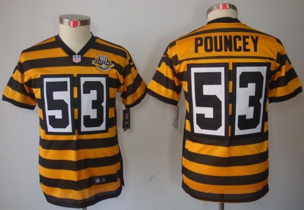 Kids Nike Pittsburgh Steelers 53 Maurkice Pouncey Yellow-Black 80th Throwback Elite NFL Jerseys Cheap