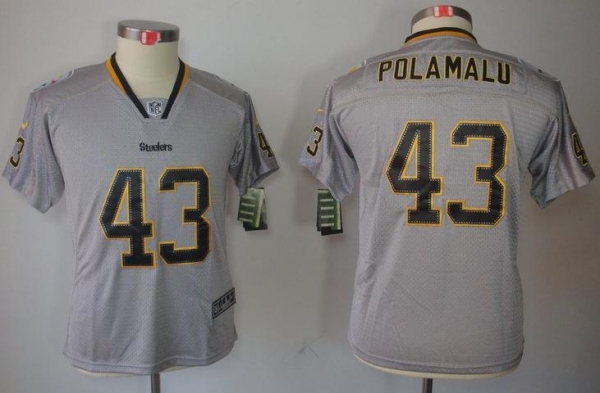 Kids Nike Pittsburgh Steelers #43 Troy Polamalu Lights Out Grey NFL Jerseys Cheap