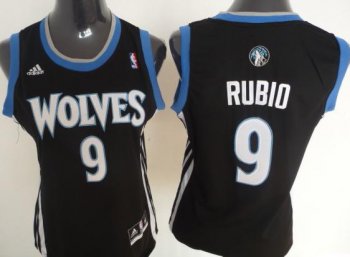 Cheap Women Minnesota Timberwolves 9 Ricky Rubio Black Swingman NBA Jerseys