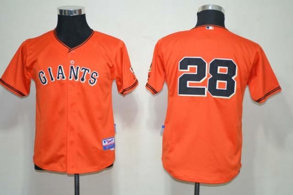 Kids San Francisco Giants 28 Buster Posey Orange Cool Base MLB Jersey Cheap