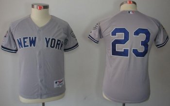 Kids New York Yankees 23 Don Mattingly Grey MLB Jerseys 2009 World Series Patch Cheap