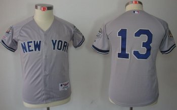 Kids New York Yankees 13 Alex Rodriguez Grey MLB Jerseys 2009 World Series Patch Cheap