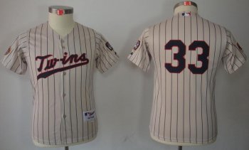 Kids Minnesota Twins 33 Justin Morneau Cream MLB Jerseys 50th Patch Cheap