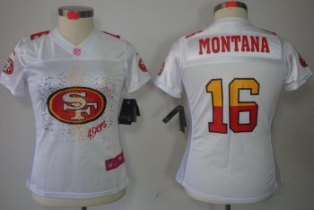 Cheap Women Nike San Francisco 49ers 16 Joe Montana White FEM FAN Elite NFL Jersey