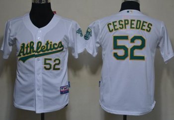 Kids Oakland Athletics 52 Yoenis Cespedes White MLB Jerseys Cheap