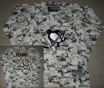 Kids Pittsburgh Penguins 29 Marc-Andre Fleury White Camo NHL Jerseys For Sale