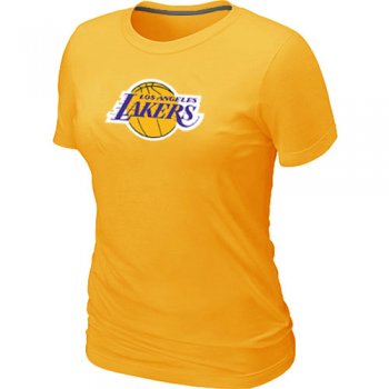 Cheap Women Los Angeles Lakers Big & Tall Primary Logo Yellow NBA Basketball T-Shirt