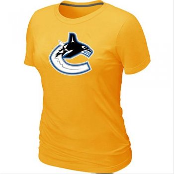 Cheap Women Vancouver Canucks Big & Tall Logo Yellow NHL T-Shirt