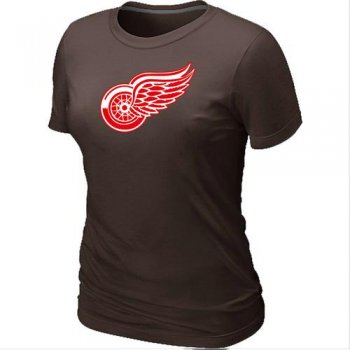 Cheap Women Detroit Red Wings Big & Tall Logo Brown NHL T-Shirt