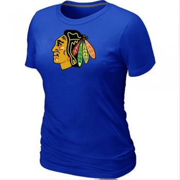 Cheap Women Chicago Blackhawks Big & Tall Blue Logo NHL T-Shirt