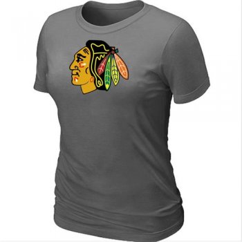 Cheap Women Chicago Blackhawks Big & Tall D.Grey Logo NHL T-Shirt