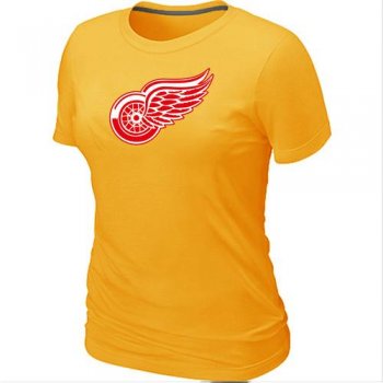 Cheap Women Detroit Red Wings Big & Tall Logo Yellow NHL T-Shirt