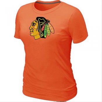 Cheap Women Chicago Blackhawks Big & Tall Orange Logo NHL T-Shirt