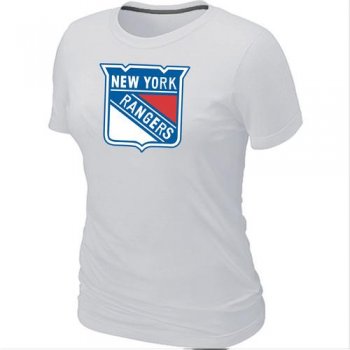 Cheap Women New York Rangers Big & Tall Logo White NHL T-Shirt