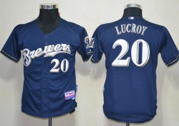 Kids Milwaukee Brewers 20 Lucroy Blue MLB Jerseys Cheap