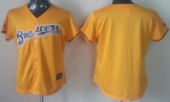 Cheap Women Milwaukee Brewers Blank Yellow MLB Jersey