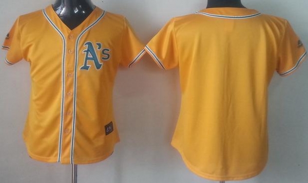 Cheap Women Oakland Athletics Blank Yellow MLB Jersey