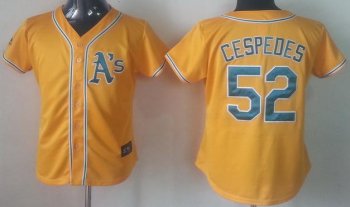 Cheap Women Oakland Athletics 52 Yoenis Cespedes Yellow MLB Jersey